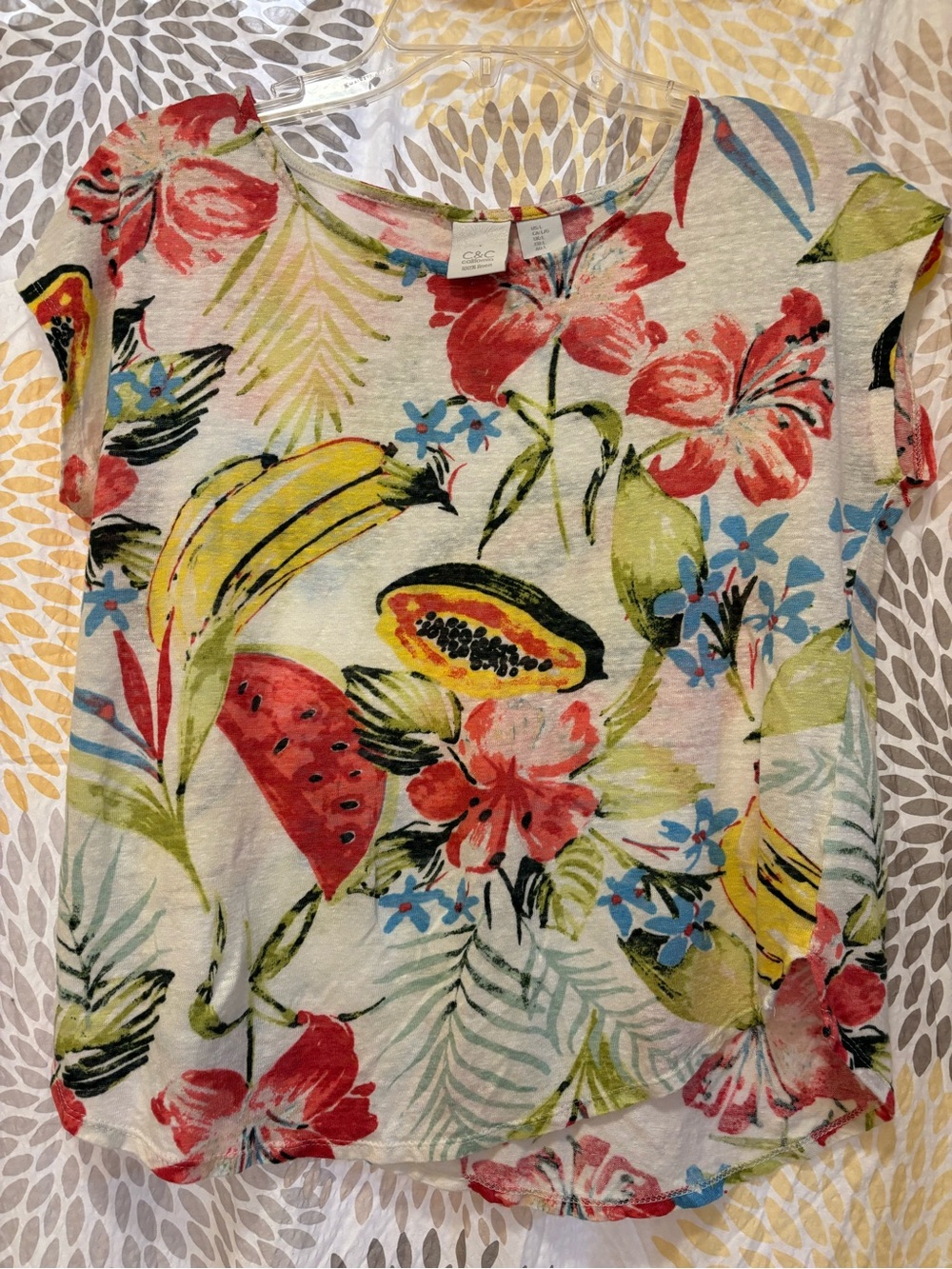 C&C California Tropical Fruit & Floral Camisole - Red, Yellow, Green, Blue